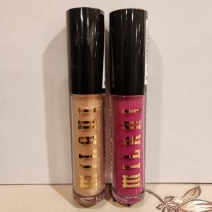 Lot of 2 Milani Ludicrous Lip Gloss 160 Kiss From A Rose & 110 Luster Light New